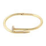 XL Screw-Split Crystal Gold Bangle - Wanderlust + Co