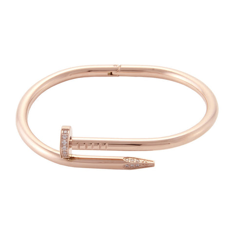 XL Screw-Split Crystal Rose Gold Bangle - Wanderlust + Co