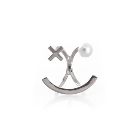 XO Pearl Silver Ring - Wanderlust + Co