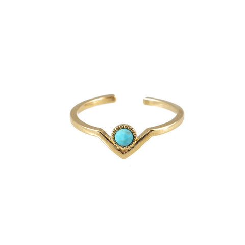 Zeta Gold & Turquoise Ring - Wanderlust + Co
