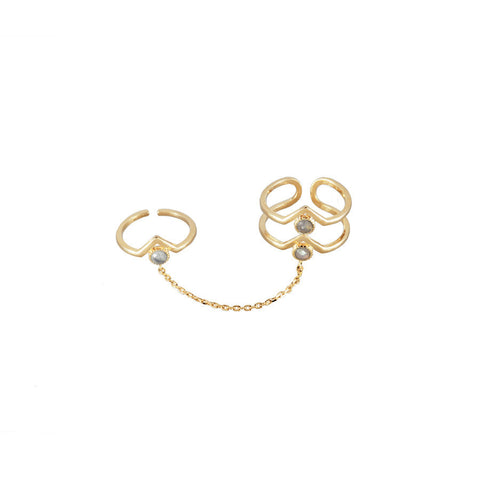 Zeta Gold & Slate Chain Rings