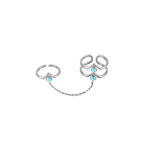 Zeta Silver & Turquoise Chain Rings